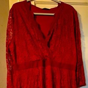 Plus size 1x stretchy lace darker red maxi dress